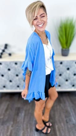 The ZigZag Stripe Blue Take Chances Cardigan OUTERWEAR