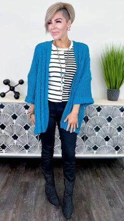 Umgee Blue Today's Forecast Cardigan OUTERWEAR