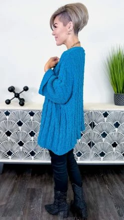 Umgee Blue Today's Forecast Cardigan OUTERWEAR