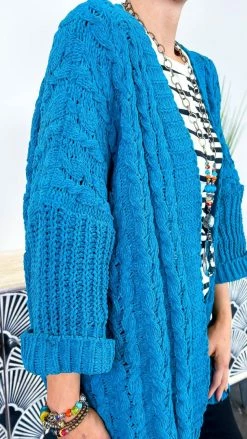 Umgee Blue Today's Forecast Cardigan OUTERWEAR