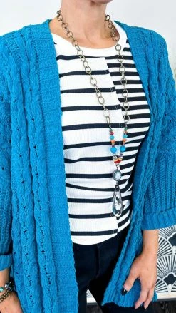 Umgee Blue Today's Forecast Cardigan OUTERWEAR