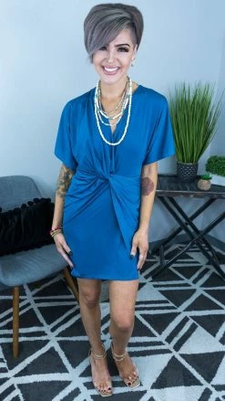 The ZigZag Stripe DRESSES Blue Total Catch Dress [ NO RETURNS ]