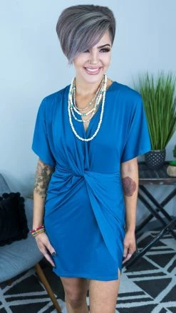 The ZigZag Stripe DRESSES Blue Total Catch Dress [ NO RETURNS ]