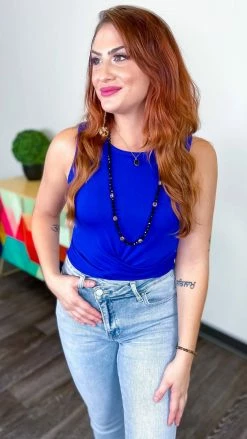 Zenana Blue Twisted Feelings Tank TOPS & TUNICS