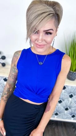 Zenana Blue Twisted Feelings Tank TOPS & TUNICS