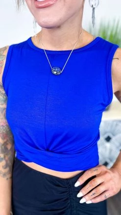 Zenana Blue Twisted Feelings Tank TOPS & TUNICS