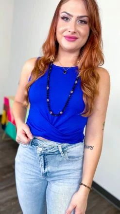 Zenana Blue Twisted Feelings Tank TOPS & TUNICS