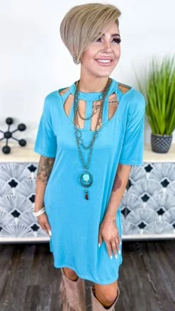 The ZigZag Stripe DRESSES Blue VIP Party Dress [NO RETURNS]