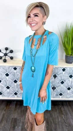 The ZigZag Stripe DRESSES Blue VIP Party Dress [NO RETURNS]