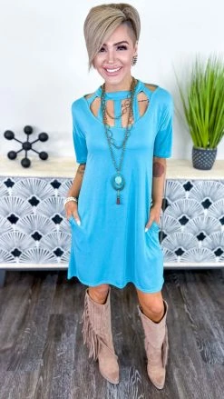 The ZigZag Stripe DRESSES Blue VIP Party Dress [NO RETURNS]