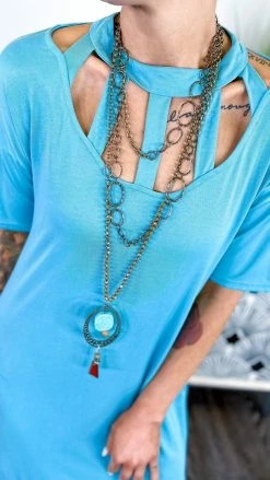 The ZigZag Stripe DRESSES Blue VIP Party Dress [NO RETURNS]