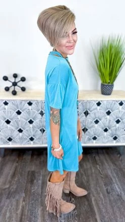 The ZigZag Stripe DRESSES Blue VIP Party Dress [NO RETURNS]