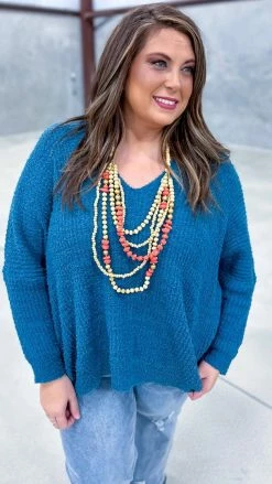 The ZigZag Stripe TOPS & TUNICS Blue Weekly Flavor Sweater