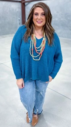 The ZigZag Stripe TOPS & TUNICS Blue Weekly Flavor Sweater