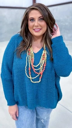 The ZigZag Stripe TOPS & TUNICS Blue Weekly Flavor Sweater