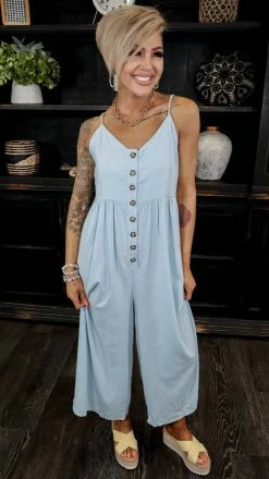 The ZigZag Stripe Blue You Shine Jumpsuit