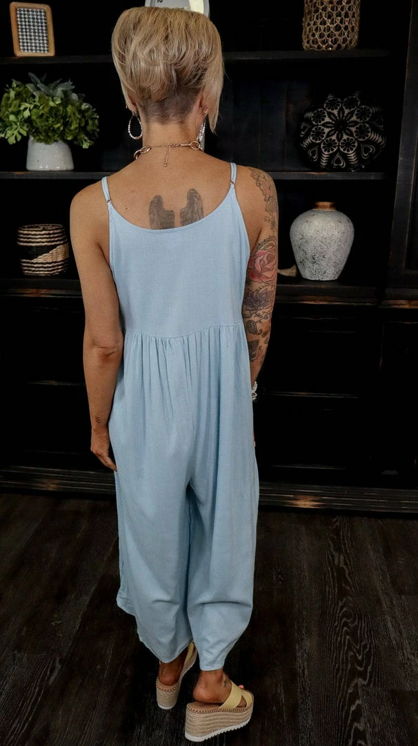 The ZigZag Stripe Blue You Shine Jumpsuit