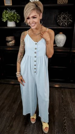 The ZigZag Stripe Blue You Shine Jumpsuit