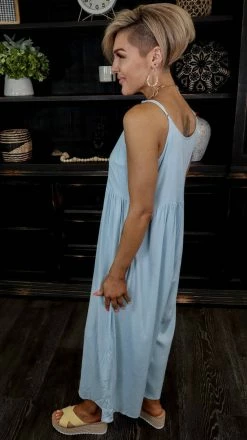 The ZigZag Stripe Blue You Shine Jumpsuit