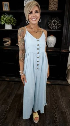 The ZigZag Stripe Blue You Shine Jumpsuit