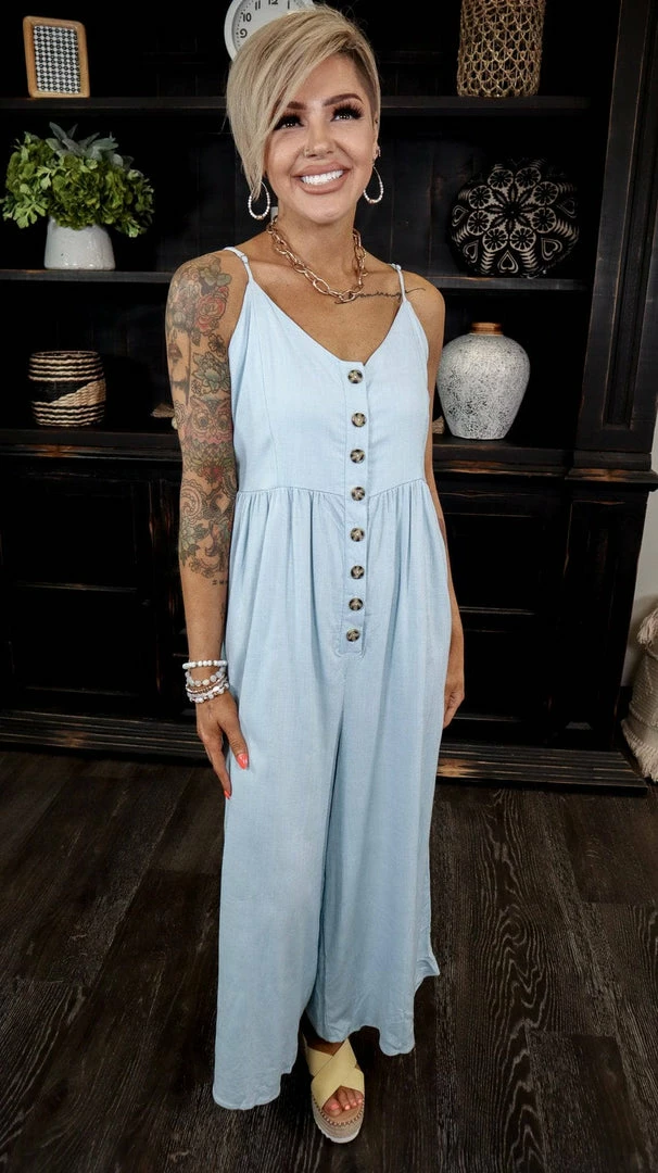 The ZigZag Stripe Blue You Shine Jumpsuit