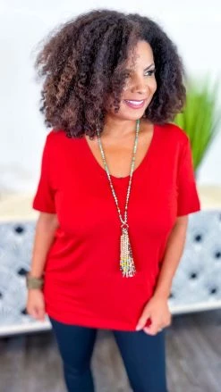 The ZigZag Stripe Brick Boyfriend V-Neck Tee