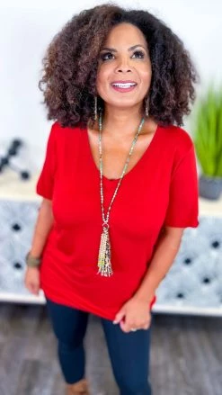 The ZigZag Stripe Brick Boyfriend V-Neck Tee