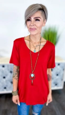 The ZigZag Stripe Brick Boyfriend V-Neck Tee