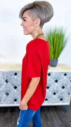 The ZigZag Stripe Brick Boyfriend V-Neck Tee