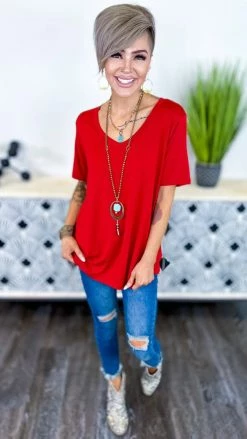 The ZigZag Stripe Brick Boyfriend V-Neck Tee