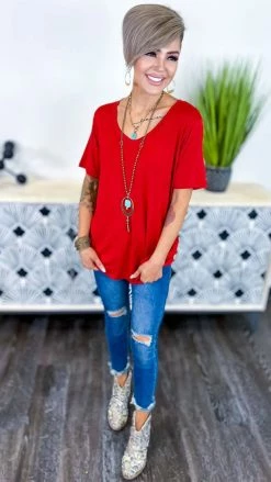 The ZigZag Stripe Brick Boyfriend V-Neck Tee