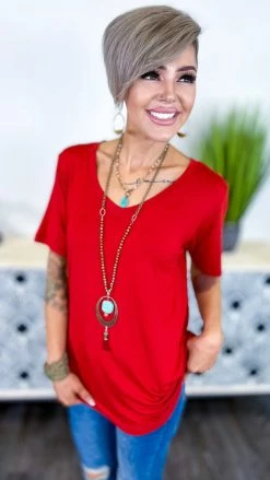 The ZigZag Stripe Brick Boyfriend V-Neck Tee