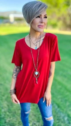 The ZigZag Stripe Brick Boyfriend V-Neck Tee