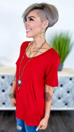 The ZigZag Stripe Brick Boyfriend V-Neck Tee