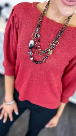 The ZigZag Stripe TOPS & TUNICS Brick Play It Again Sweater