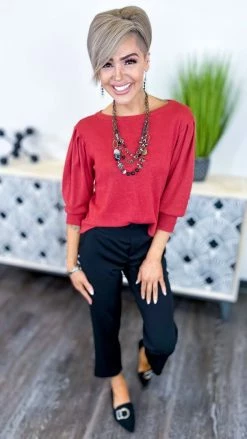 The ZigZag Stripe TOPS & TUNICS Brick Play It Again Sweater