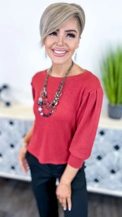 The ZigZag Stripe TOPS & TUNICS Brick Play It Again Sweater