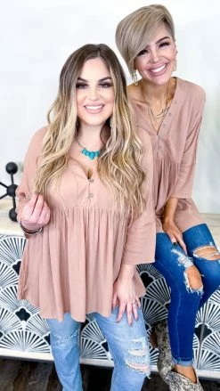 The ZigZag Stripe Brown Boardwalk Dates Top TOPS & TUNICS