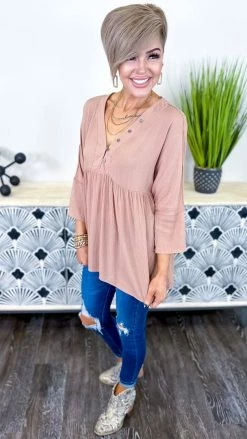 The ZigZag Stripe Brown Boardwalk Dates Top TOPS & TUNICS
