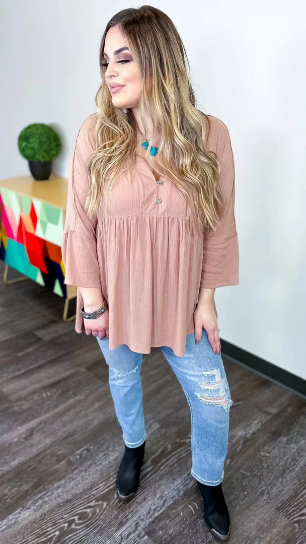 The ZigZag Stripe Brown Boardwalk Dates Top TOPS & TUNICS