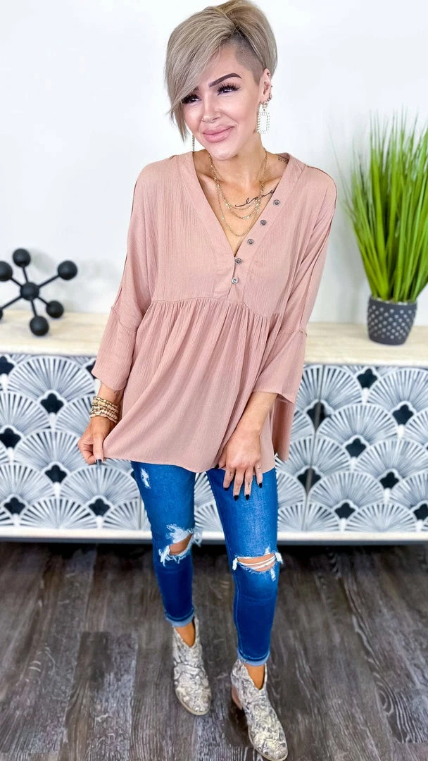 The ZigZag Stripe Brown Boardwalk Dates Top TOPS & TUNICS