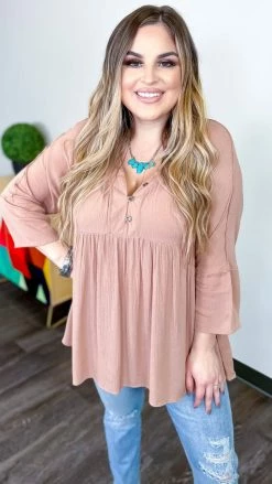 The ZigZag Stripe Brown Boardwalk Dates Top TOPS & TUNICS