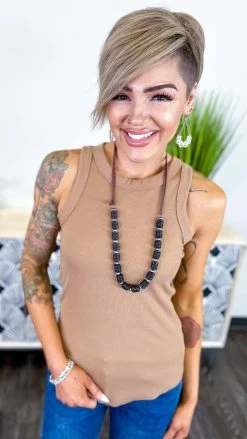 The ZigZag Stripe TOPS & TUNICS Brown Brag About You Tank