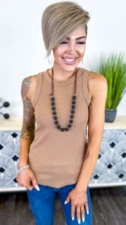 The ZigZag Stripe TOPS & TUNICS Brown Brag About You Tank