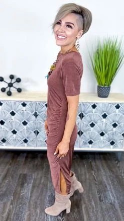 The ZigZag Stripe Brown Dancing Alone Dress DRESSES