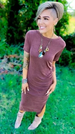 The ZigZag Stripe Brown Dancing Alone Dress DRESSES