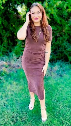 The ZigZag Stripe Brown Dancing Alone Dress DRESSES