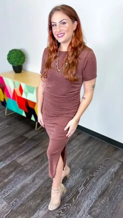 The ZigZag Stripe Brown Dancing Alone Dress DRESSES