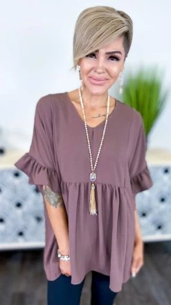 The ZigZag Stripe Brown Flirty Calls Top TOPS & TUNICS