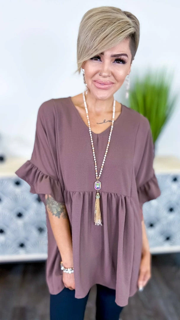 The ZigZag Stripe Brown Flirty Calls Top TOPS & TUNICS